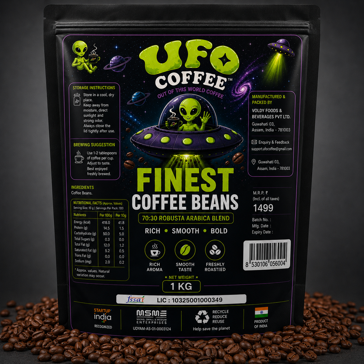 Finest Coffee Beans 1kg | 70:30 Robusta Arabica Blend | Café Commercial Pack ⭐⭐⭐⭐⭐(56)
